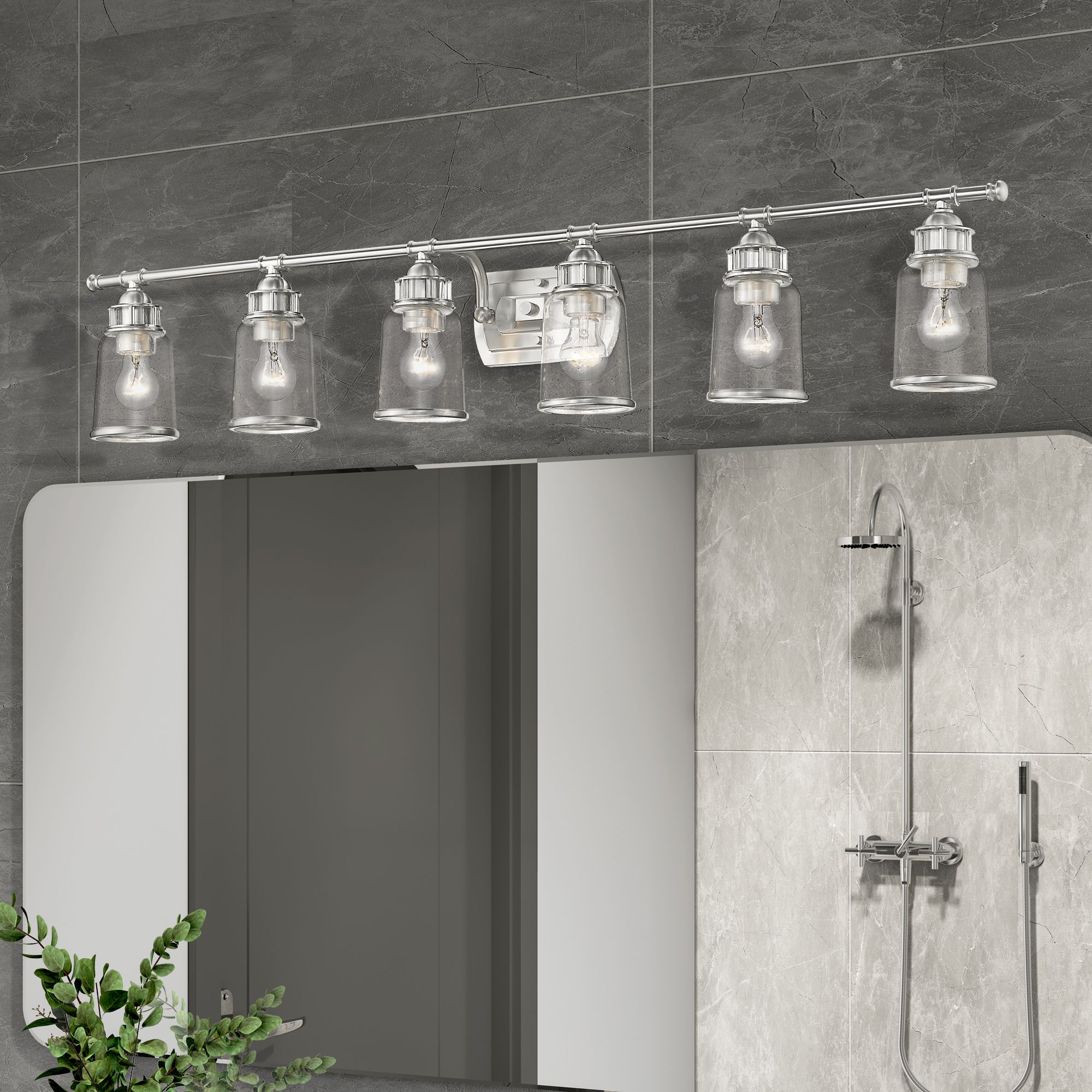 6 Light Brushed Nickel Bath Vanity