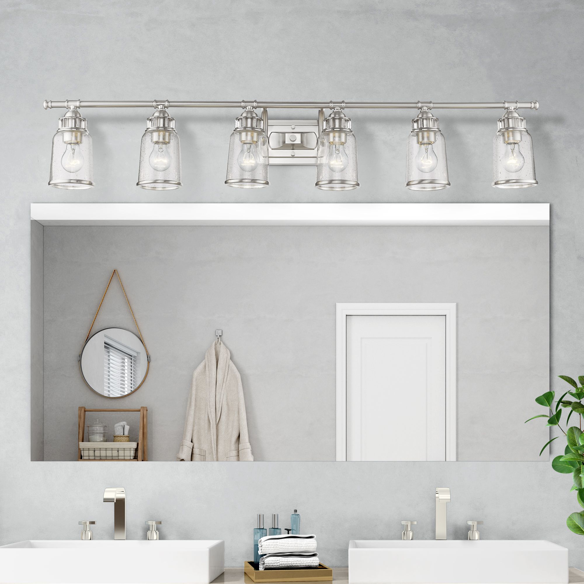 6 Light Brushed Nickel Bath Vanity