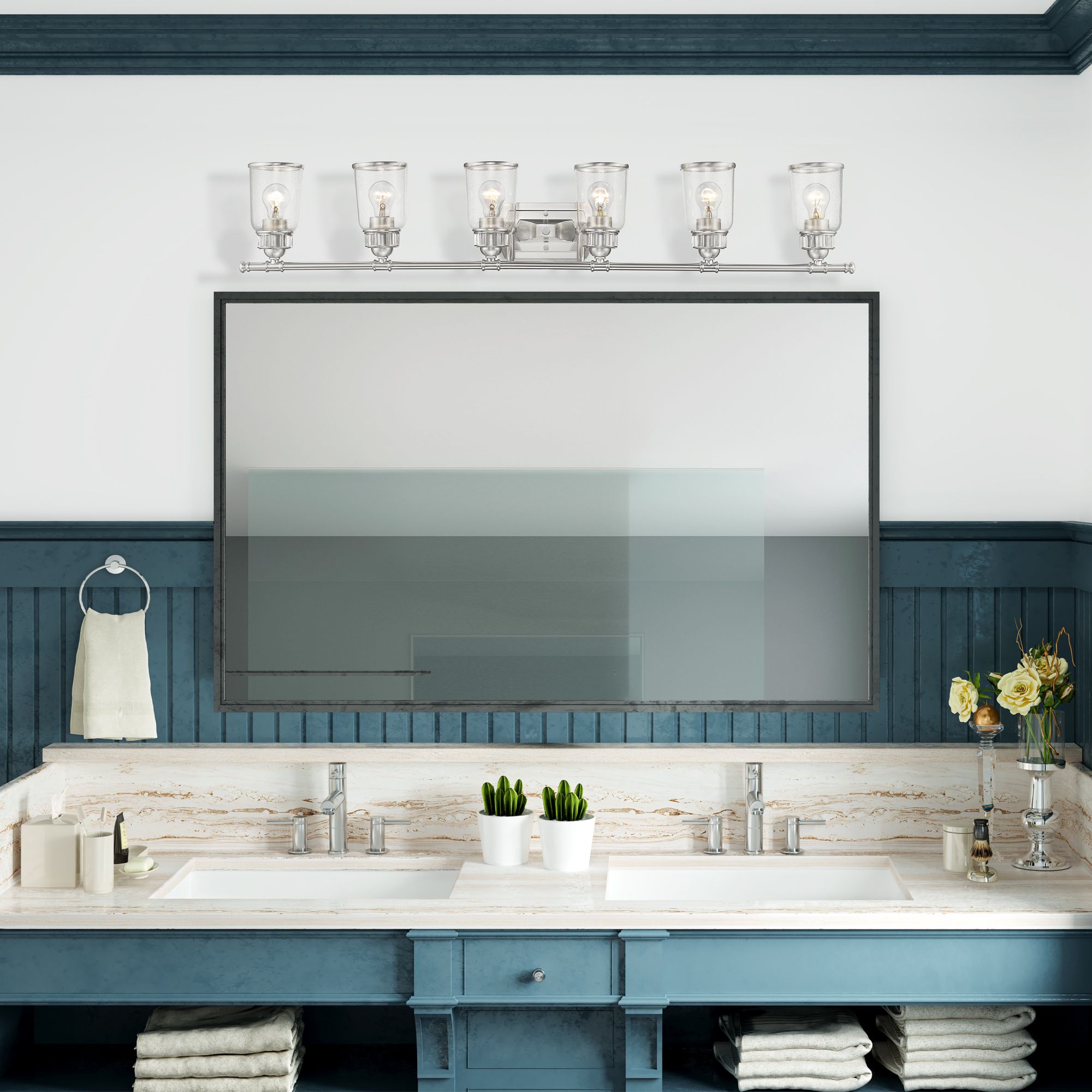 6 Light Brushed Nickel Bath Vanity