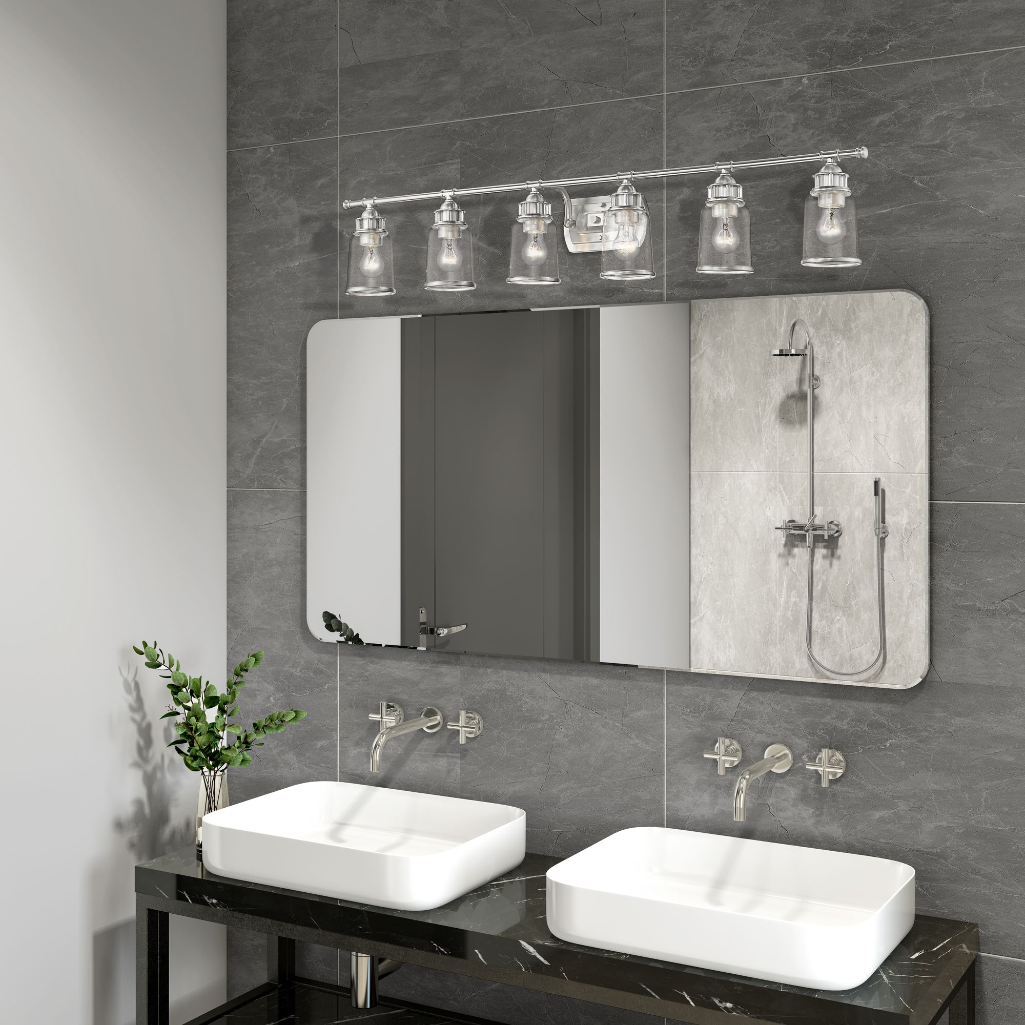 6 Light Brushed Nickel Bath Vanity