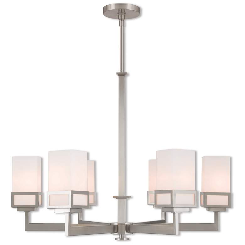 Image 1 6 Light Brushed Nickel Chandelier