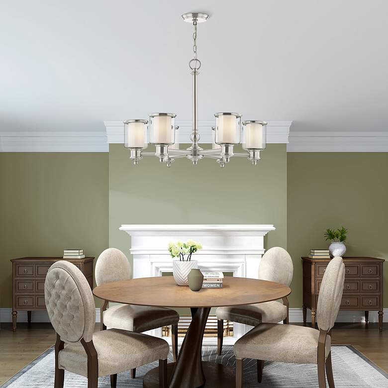 Image 6 6 Light Brushed Nickel Chandelier more views