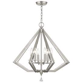Image1 of 6 Light Brushed Nickel Chandelier