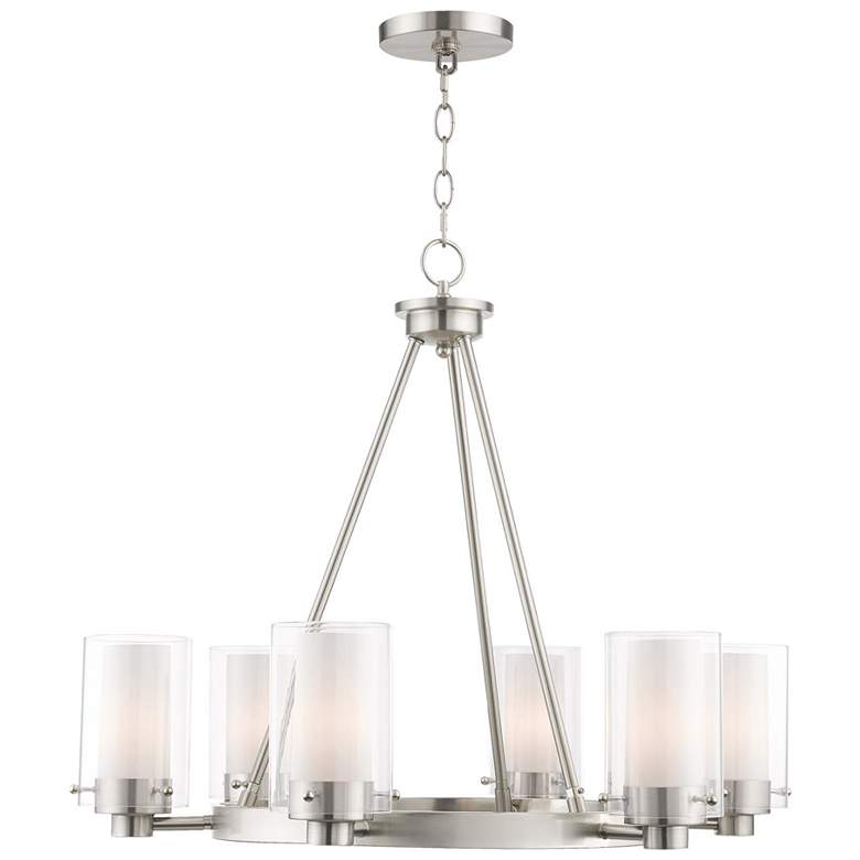 Image 1 6 Light Brushed Nickel Chandelier