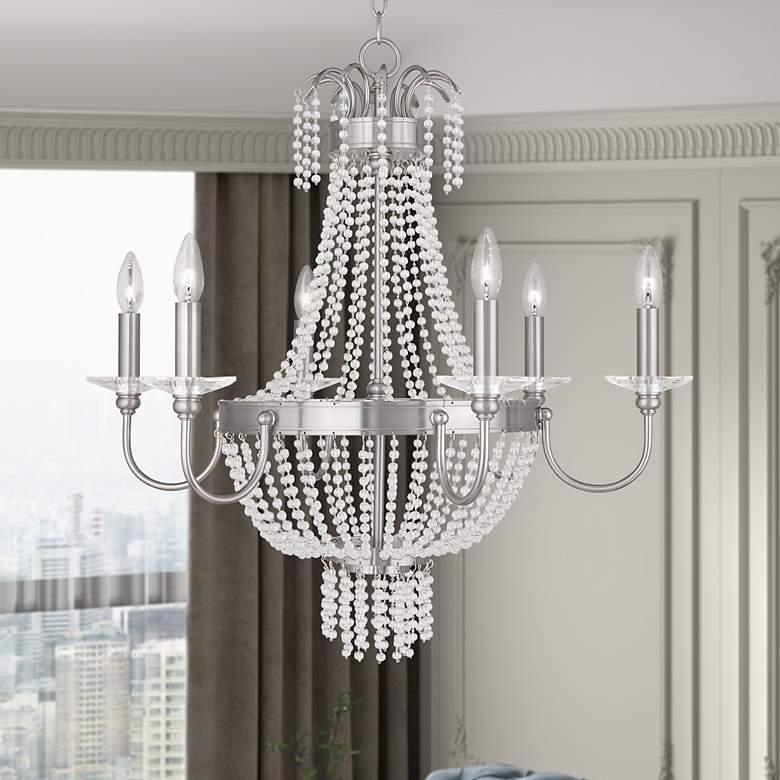 Image 1 6 Light Brushed Nickel Chandelier
