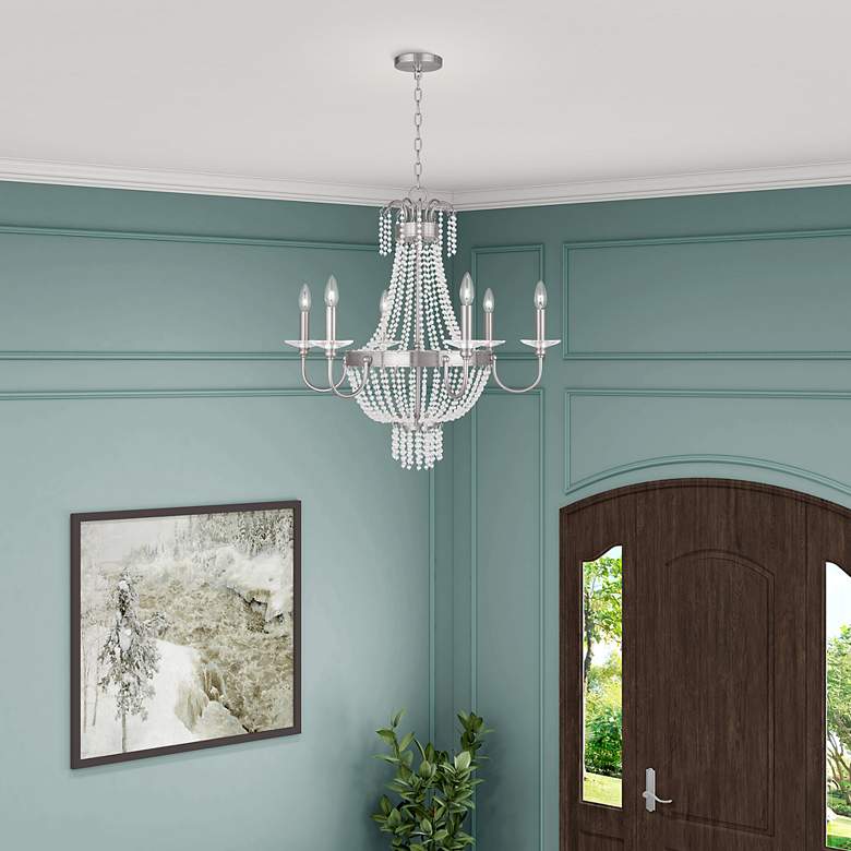 Image 6 6 Light Brushed Nickel Chandelier more views