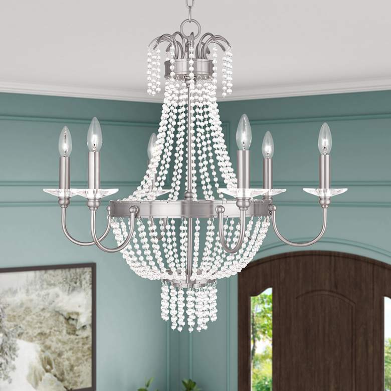 Image 7 6 Light Brushed Nickel Chandelier more views