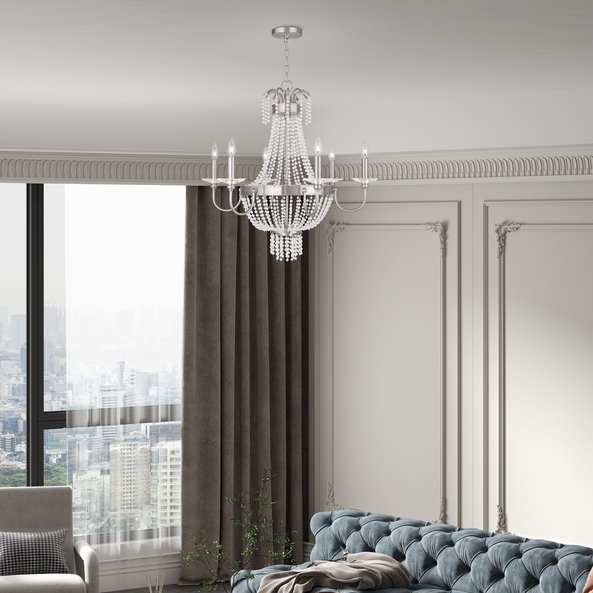 6 Light Brushed Nickel Chandelier