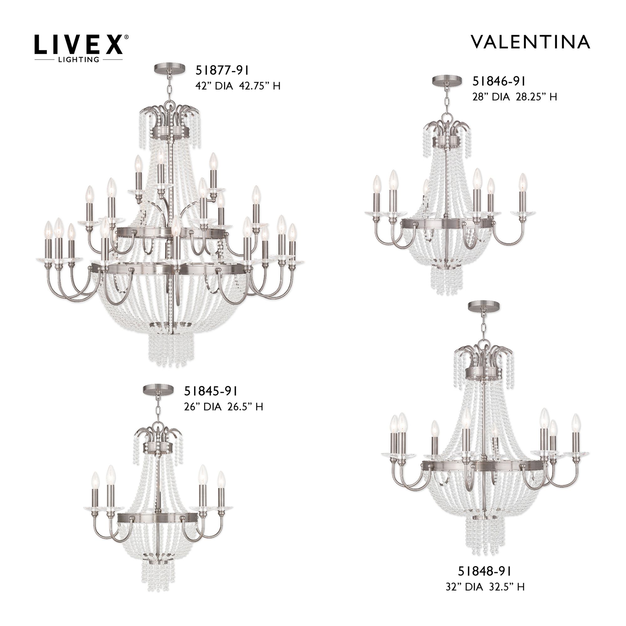 6 Light Brushed Nickel Chandelier