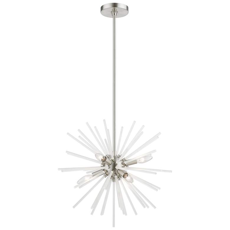Image 2 6 Light Brushed Nickel Pendant Chandelier