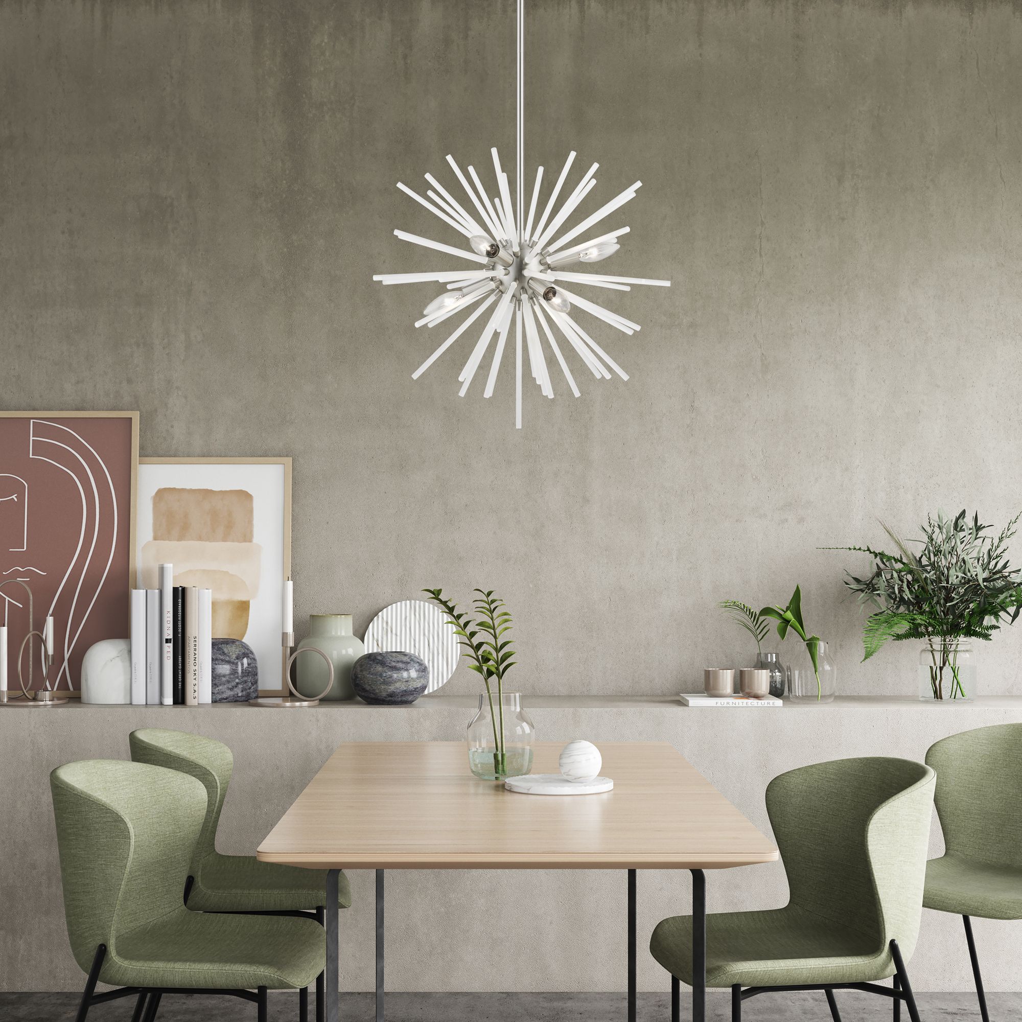 6 Light Brushed Nickel Pendant Chandelier