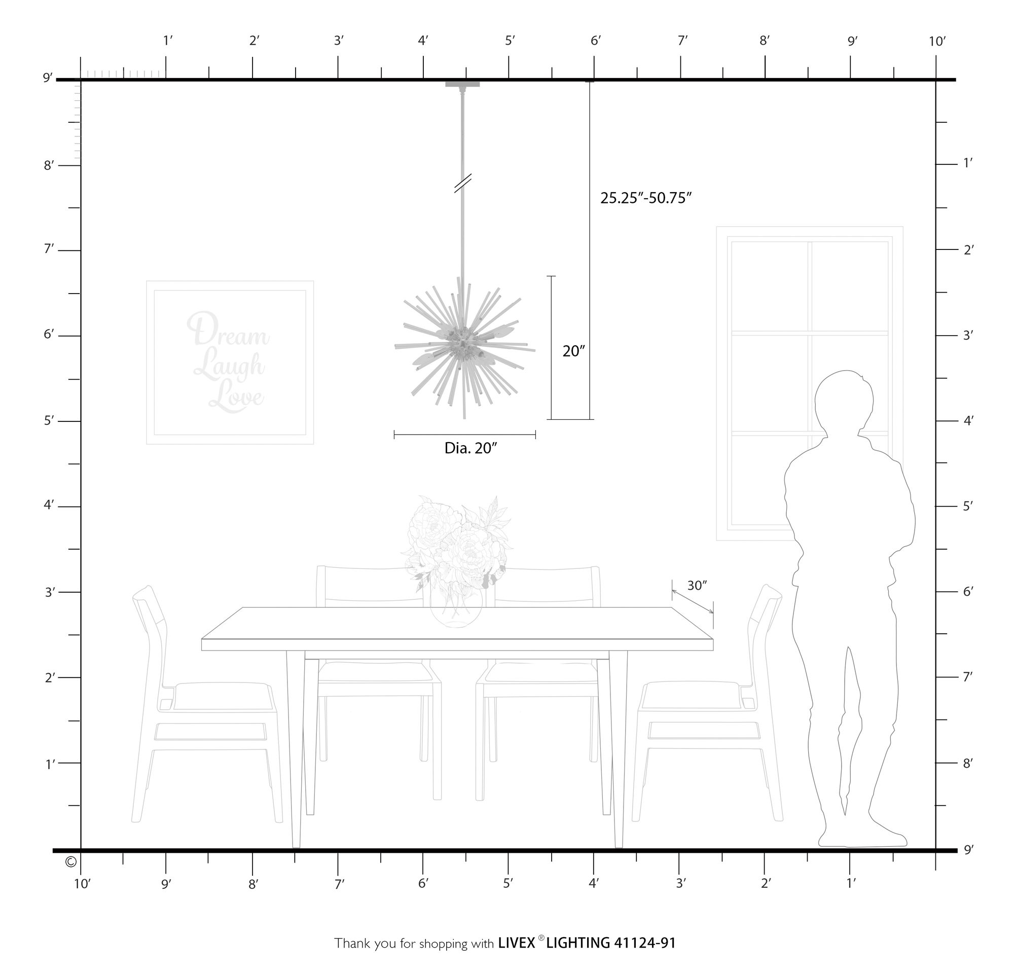 6 Light Brushed Nickel Pendant Chandelier