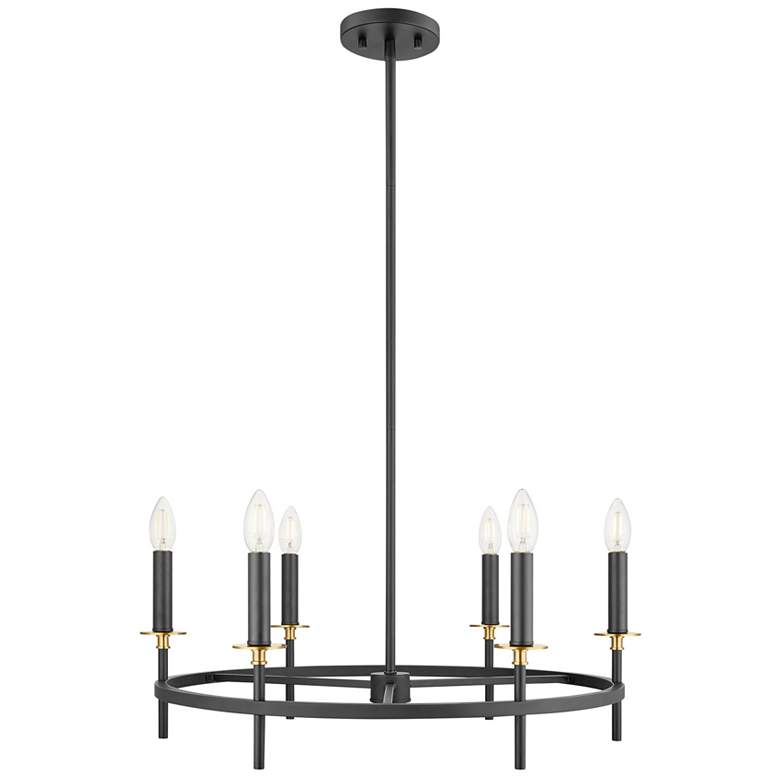Image 1 6-Light Chandelier in Matte Black and Natural Brass
