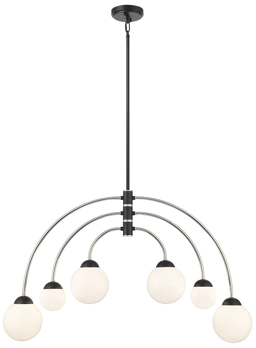 Image 2 6-Light Chandelier in Matte Black with Polished Nickel more views
