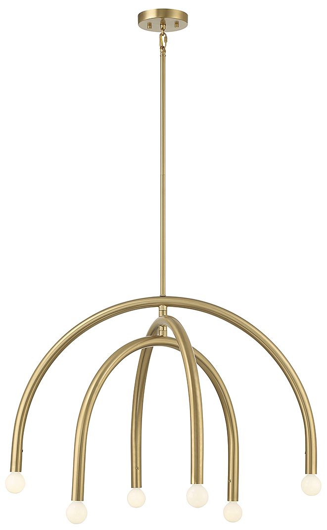 6-Light Chandelier in Natural Brass
