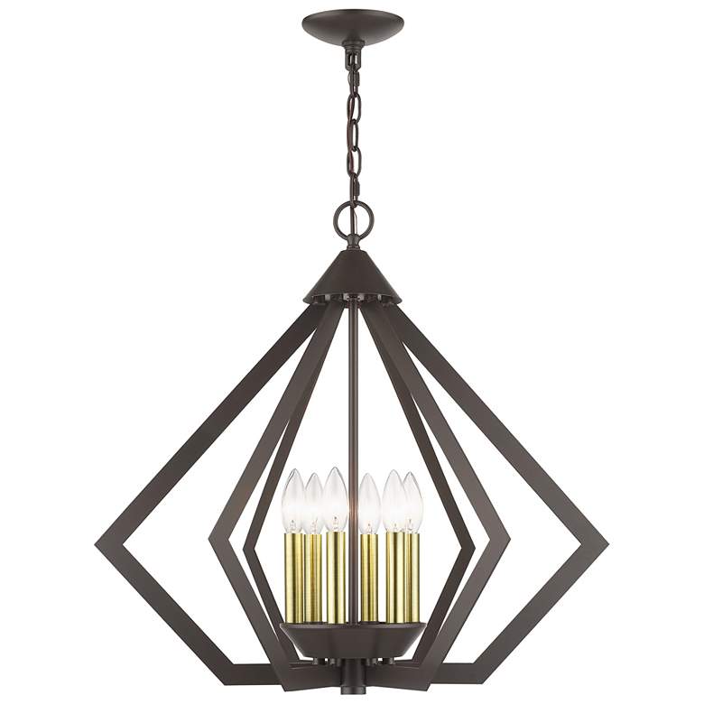 Image 1 6 Light English Bronze Chandelier with Antique Brass Finish Accents