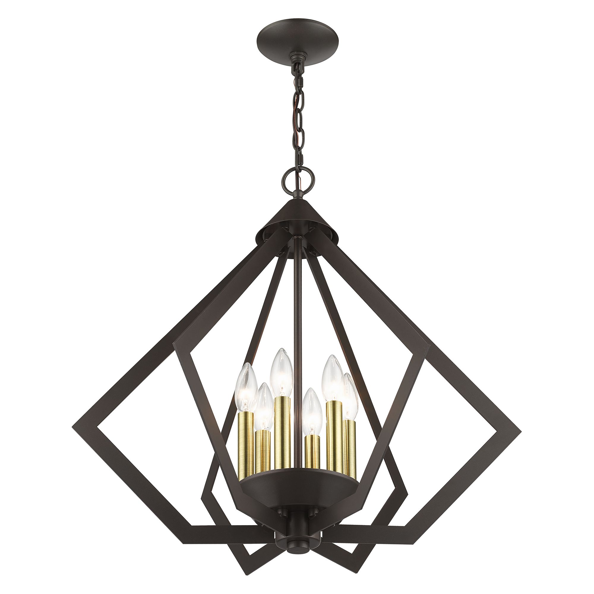 Image 6 6 Light English Bronze Chandelier with Antique Brass Finish Accents more views