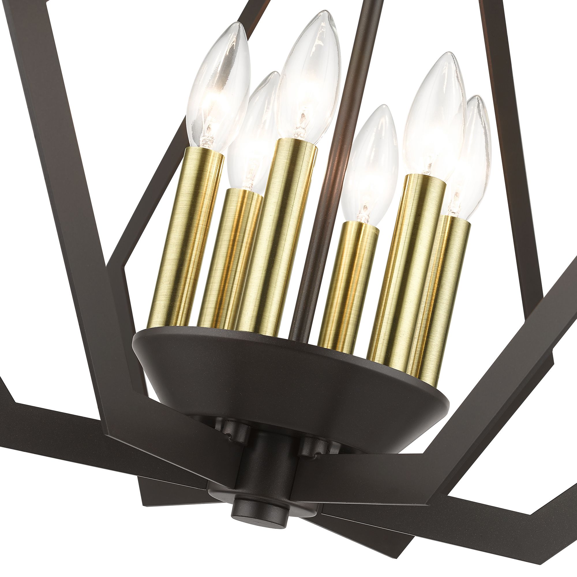 Image 7 6 Light English Bronze Chandelier with Antique Brass Finish Accents more views