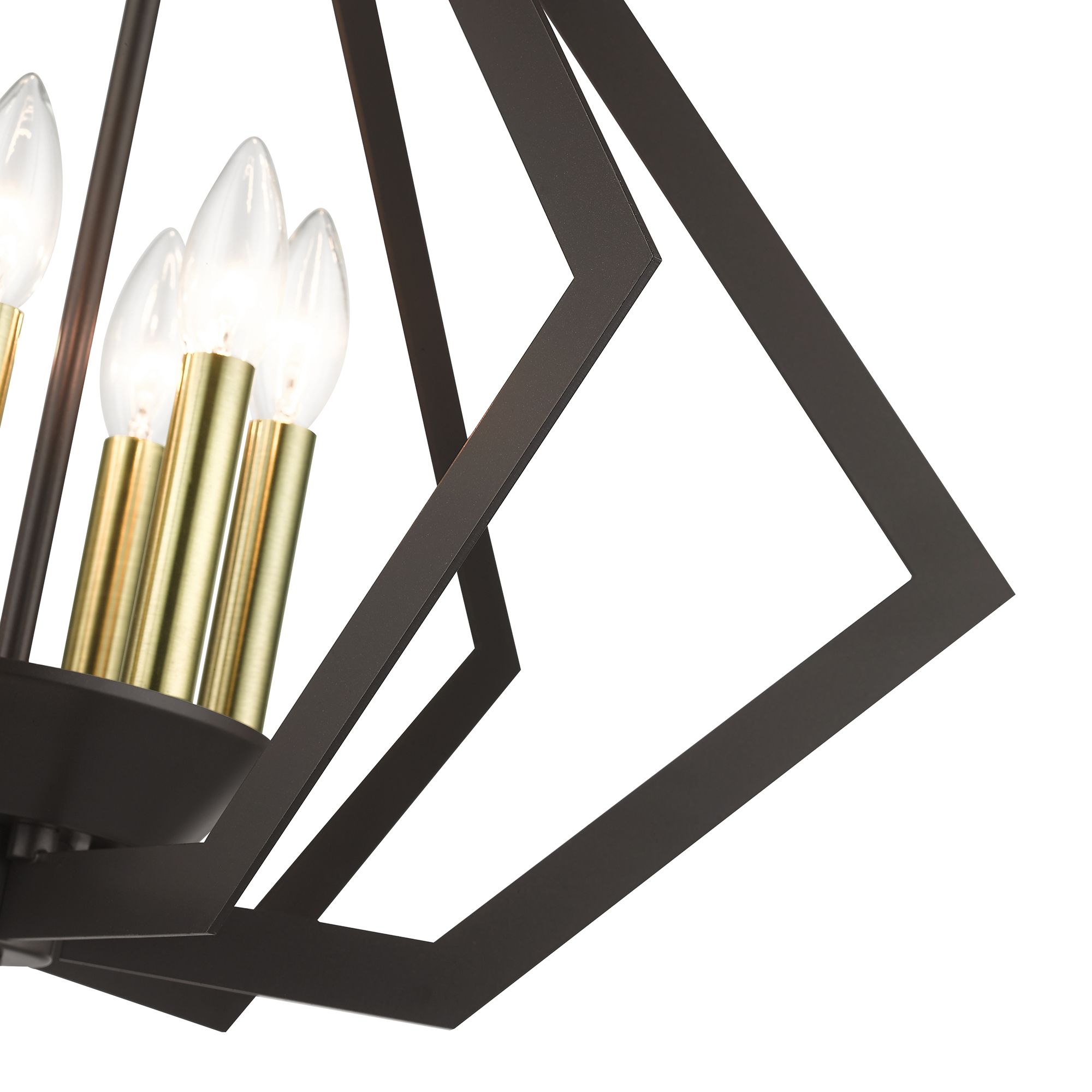 6 Light English Bronze Chandelier with Antique Brass Finish Accents