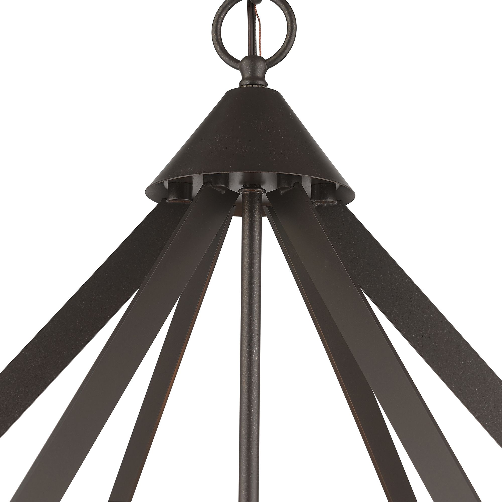 6 Light English Bronze Chandelier with Antique Brass Finish Accents