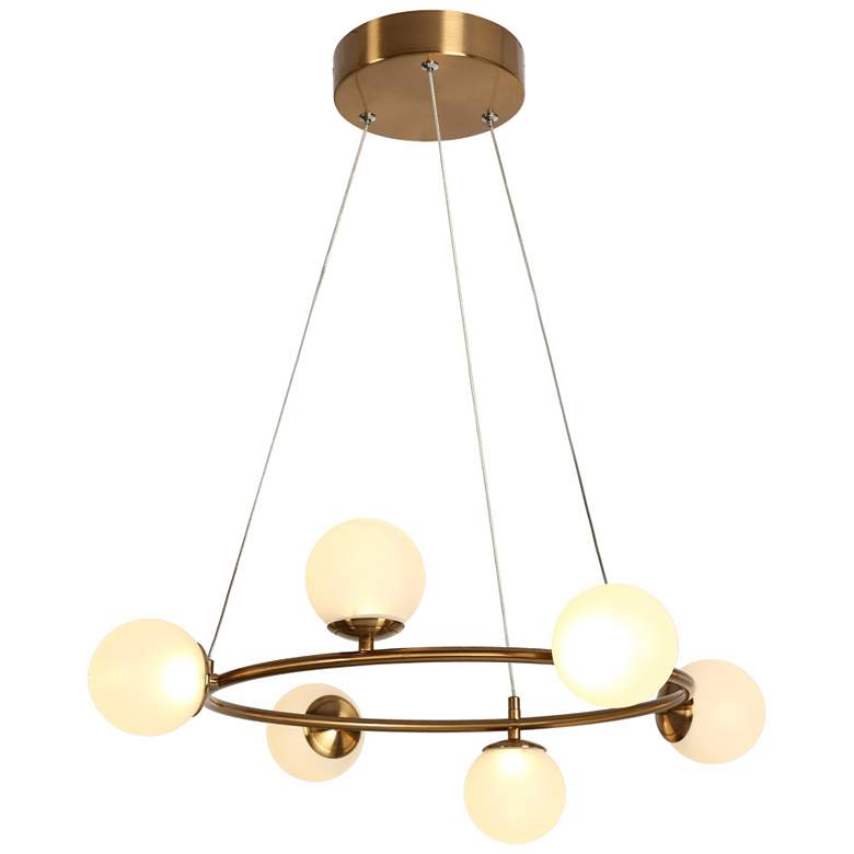 Image 1 6-Light Gold Chandeliers LED with Frosted Glass