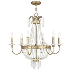 6 Light Hand Applied Winter Gold Chandelier