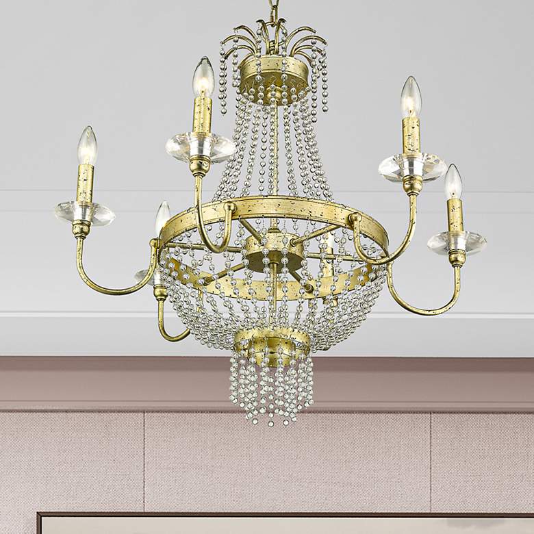 Image 1 6 Light Hand Applied Winter Gold Chandelier