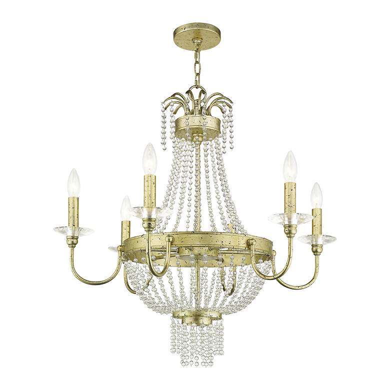 Image 4 6 Light Hand Applied Winter Gold Chandelier more views