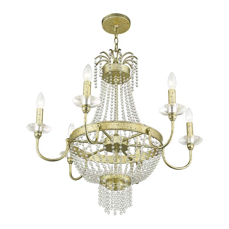 Image 5 6 Light Hand Applied Winter Gold Chandelier more views
