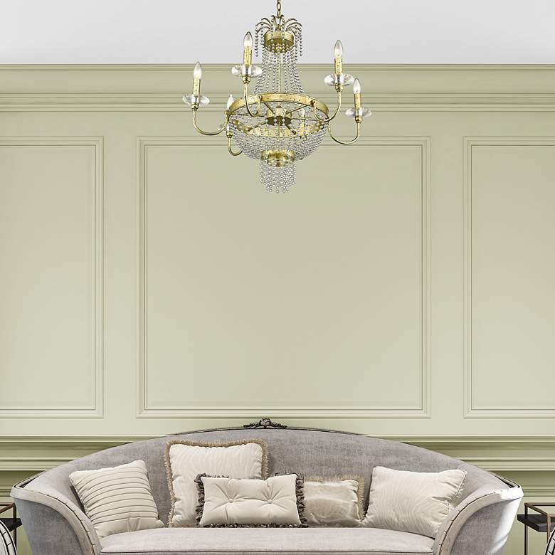 Image 6 6 Light Hand Applied Winter Gold Chandelier more views