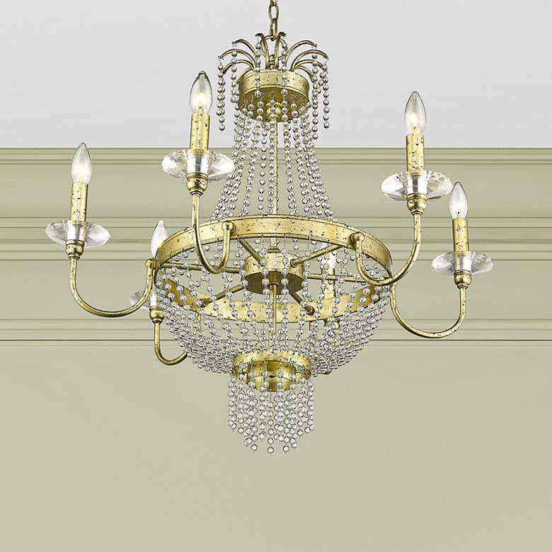 Image 7 6 Light Hand Applied Winter Gold Chandelier more views