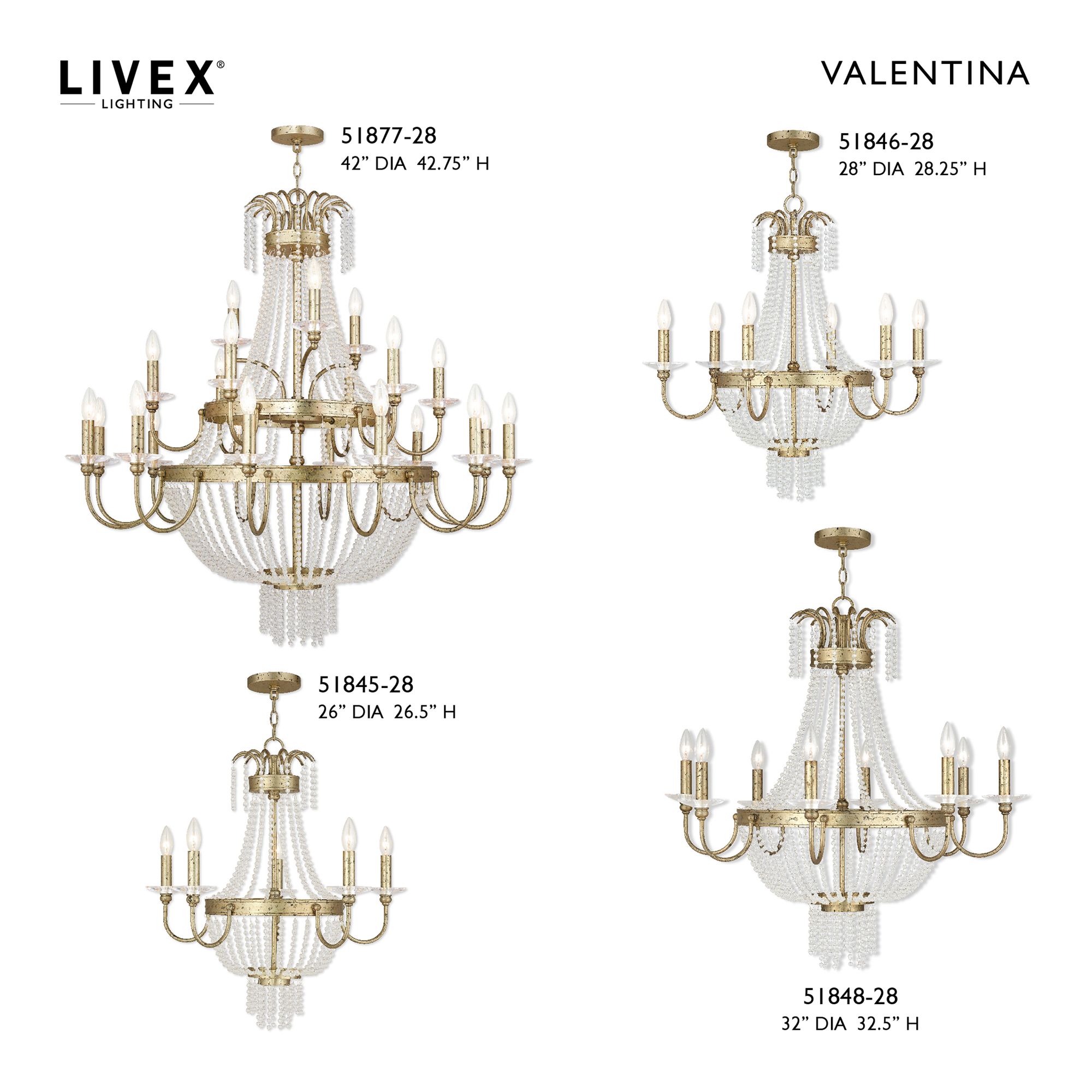 6 Light Hand Applied Winter Gold Chandelier