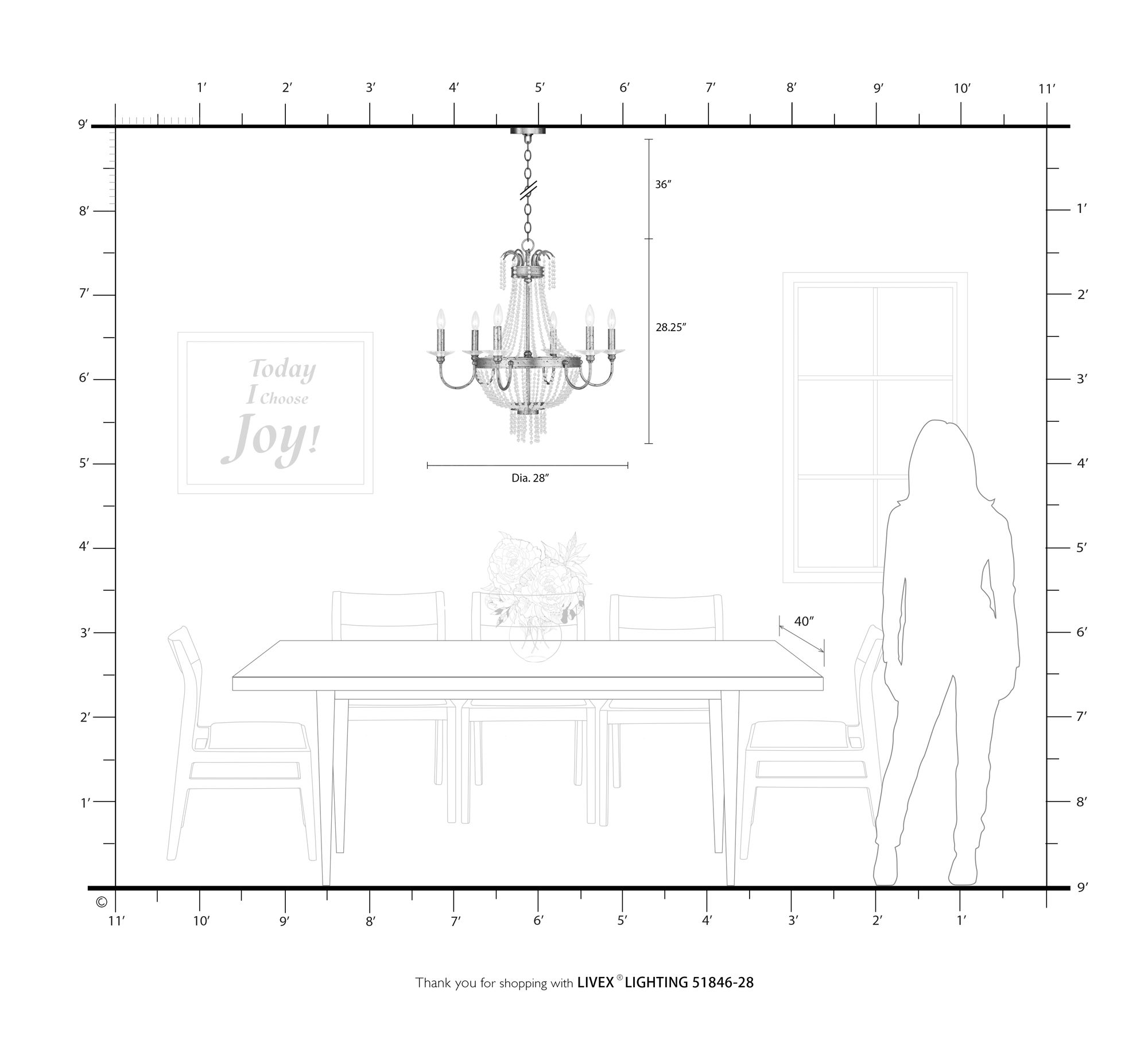 6 Light Hand Applied Winter Gold Chandelier