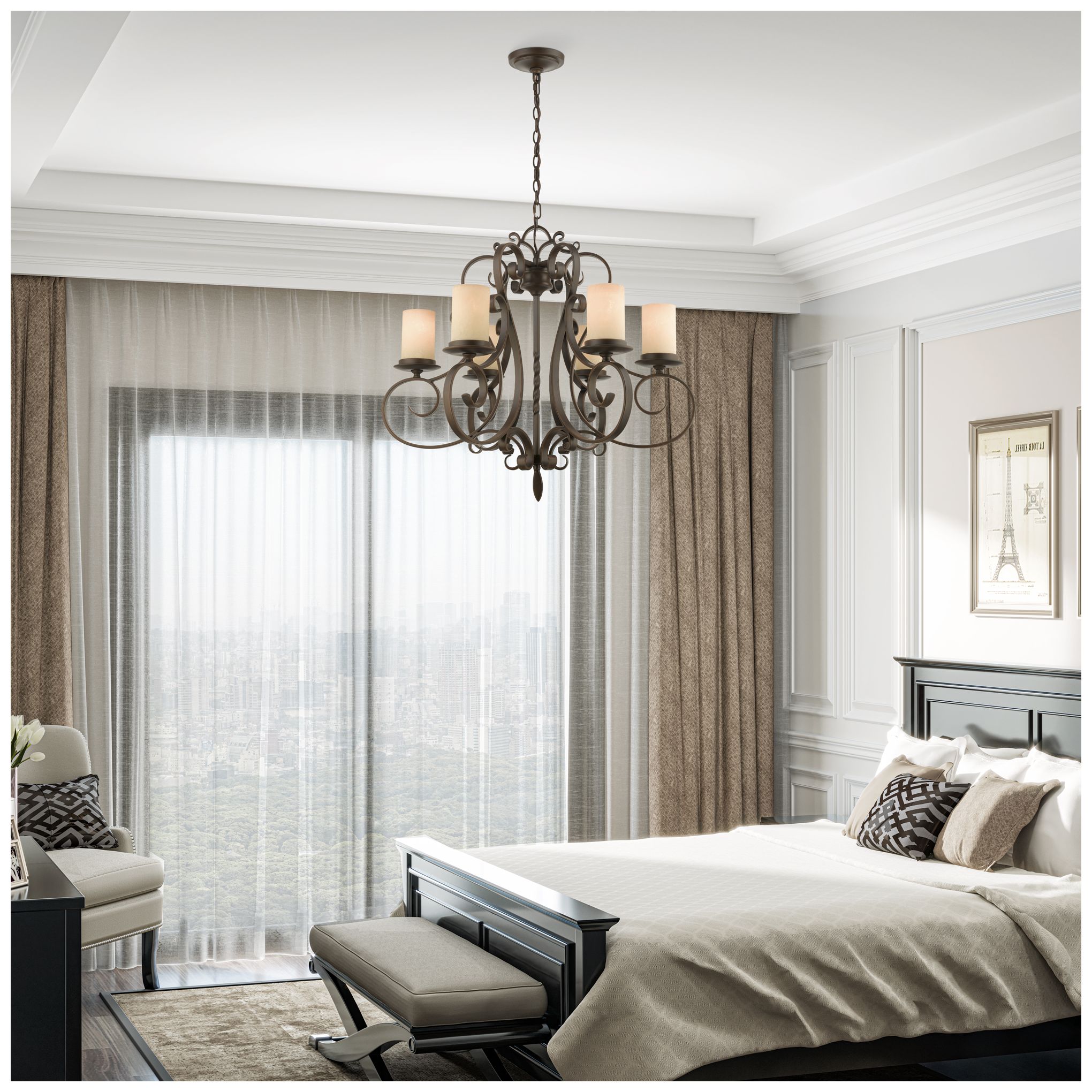 6 Light Imperial Bronze Chandelier