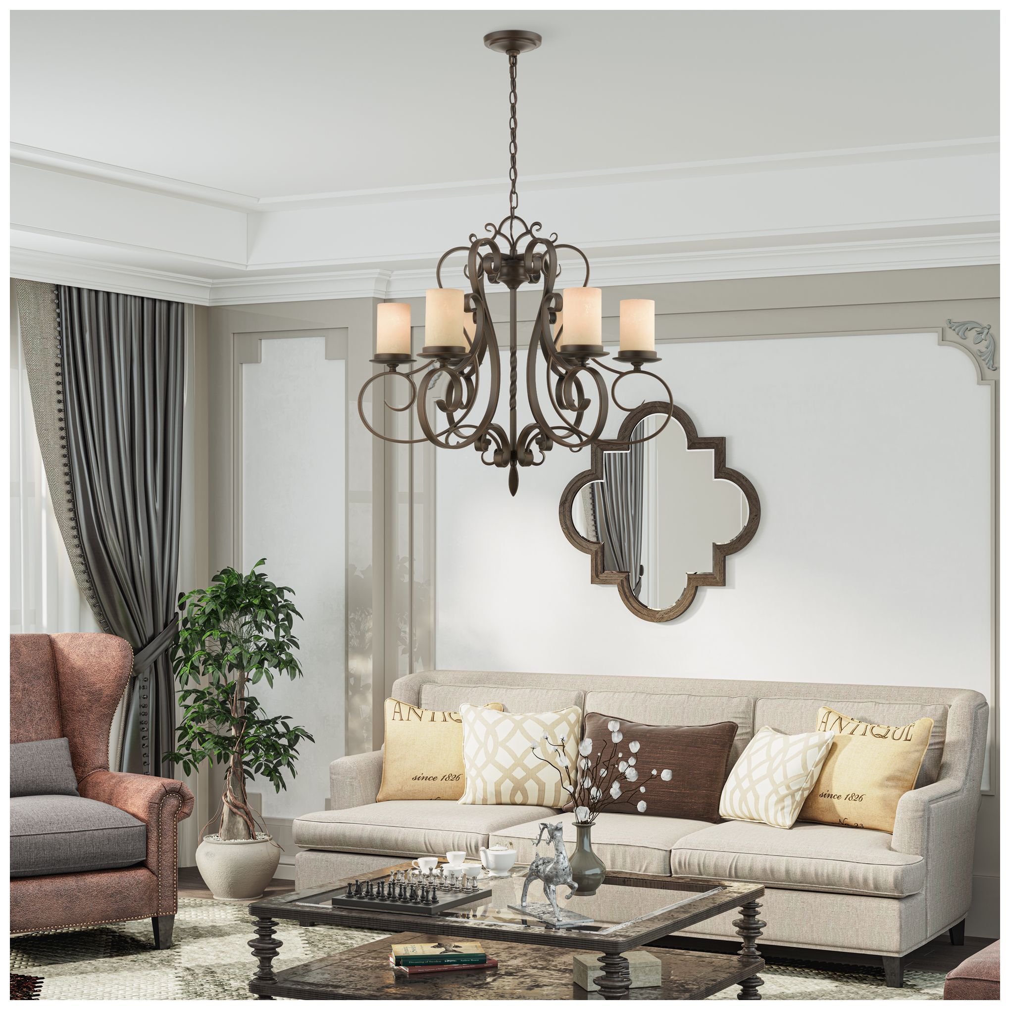 6 Light Imperial Bronze Chandelier