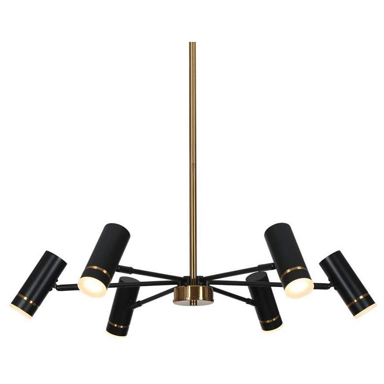 Image 1 6-Light Matte Black and Plating Brass Chandeliers LED