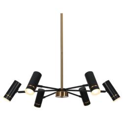 6-Light Matte Black and Plating Brass Chandeliers LED
