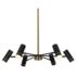 6-Light Matte Black and Plating Brass Chandeliers LED