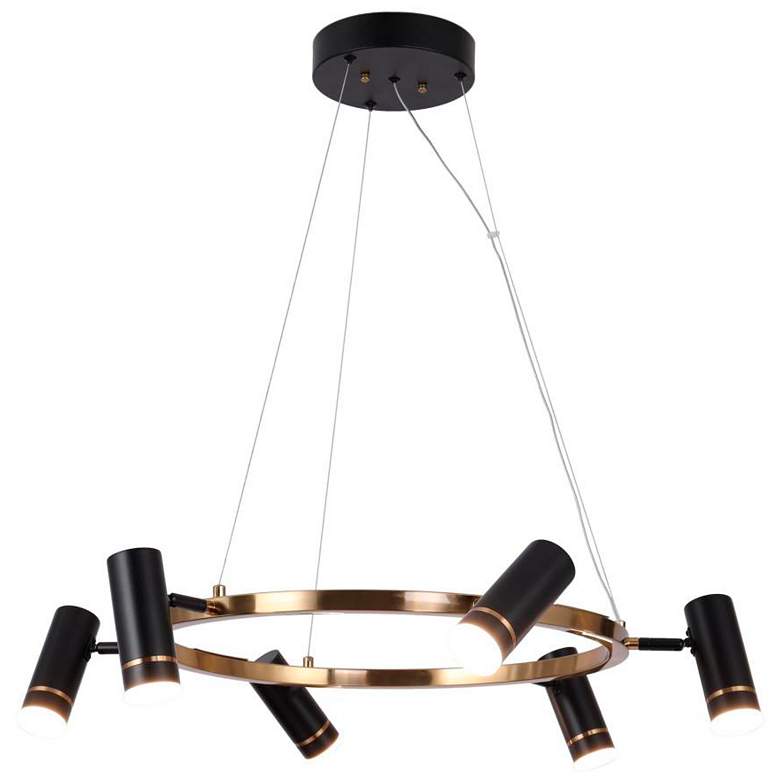 Image 1 6-Light Matte Black and Plating Brass Chandeliers LED