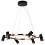 1_6-Light Matte Black and Plating Brass Chandeliers LED