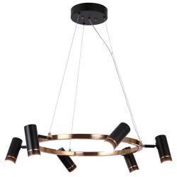 6-Light Matte Black and Plating Brass Chandeliers LED