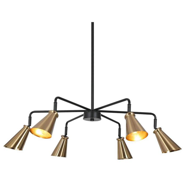 Image 1 6-Light Matte Black and Plating Brass Chandeliers