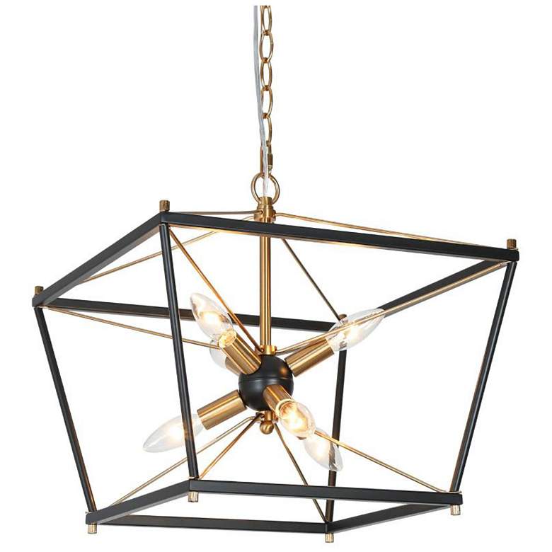 Image 1 6-Light Matte Black and Plating Brass Chandeliers