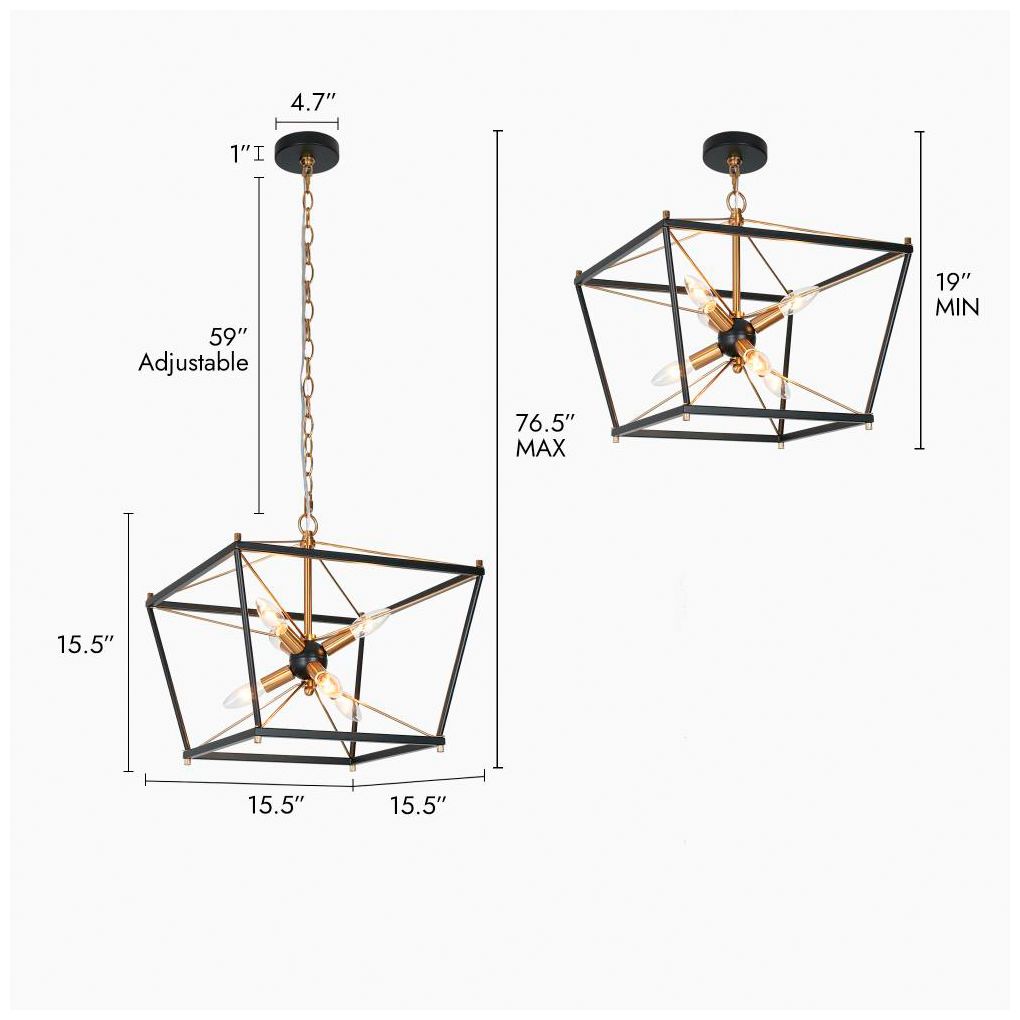 Image 2 6-Light Matte Black and Plating Brass Chandeliers more views