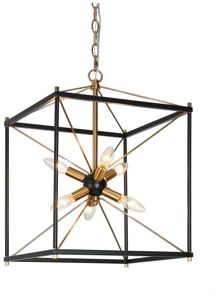 6-Light Matte Black and Plating Brass Chandeliers
