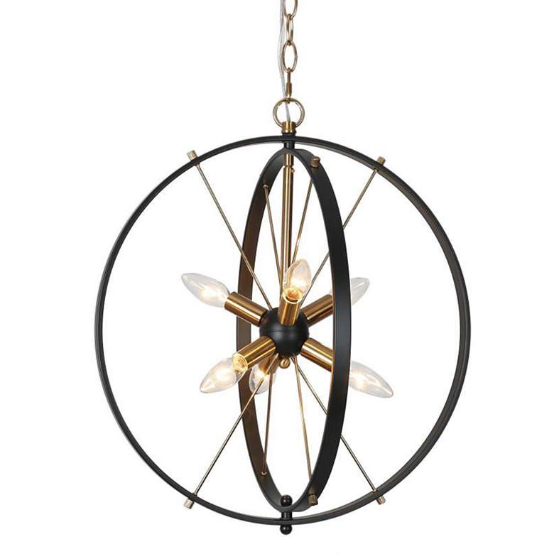 Image 1 6-Light Matte Black and Plating Brass Chandeliers