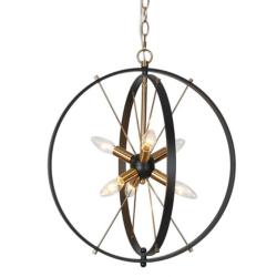 6-Light Matte Black and Plating Brass Chandeliers