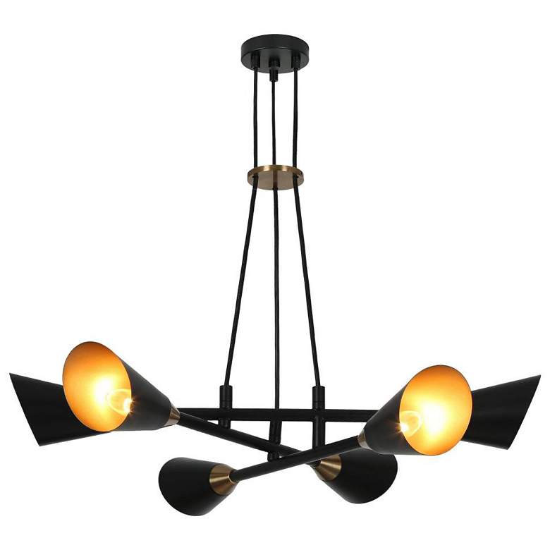 Image 1 6-Light Matte Black and Plating Brass Chandeliers
