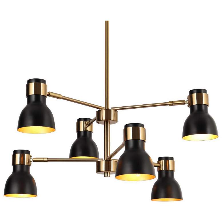 Image 1 6-Light Matte Black and Plating Brass Chandeliers