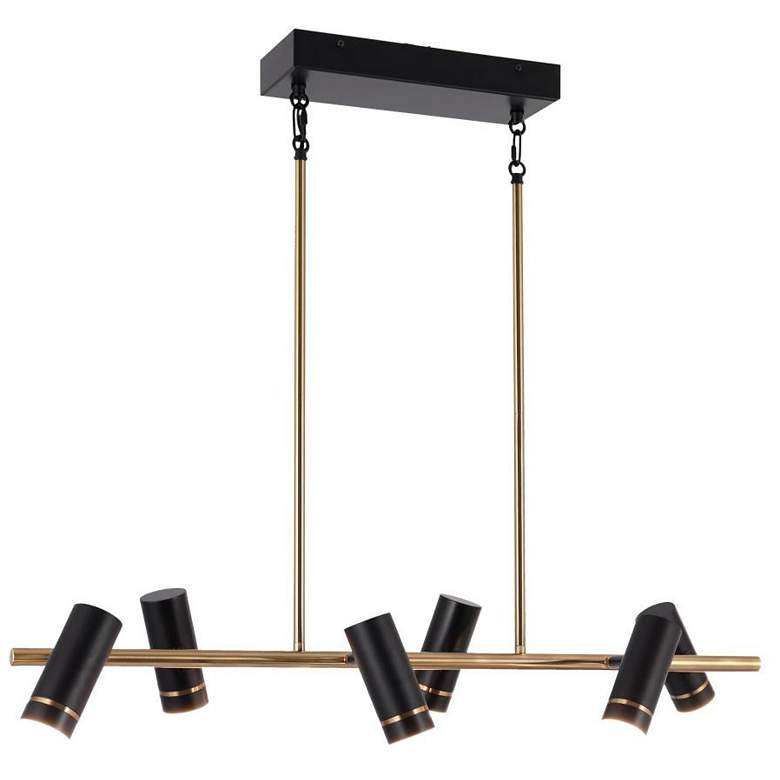 Image 1 6-Light Matte Black and Plating Brass Island Lamp LED